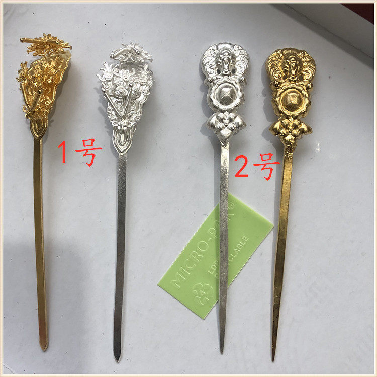 Hanfu accessories 99 foot silver pure handmade pinch silk pure silver with gold small hairpin-Taobao