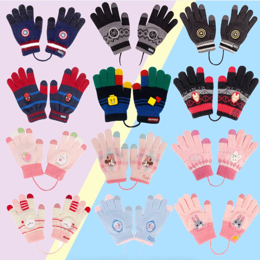 Korea winghouse Children's Gloves Five Finger Knitted Gloves Children Autumn Winter Wool Gloves Touch Screen Gloves