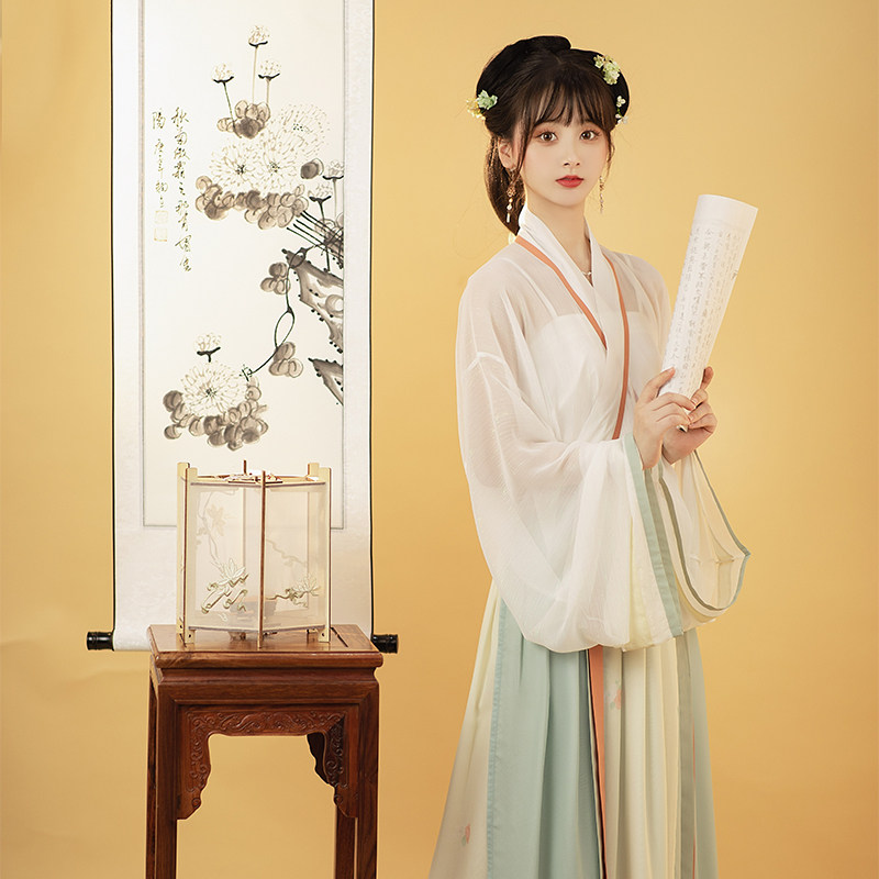 Pool Summer Museum: Qingyanist Jin-made Handmaid's Eight-broken Dress Original Improved Hanfu Women's Autumn National Tide