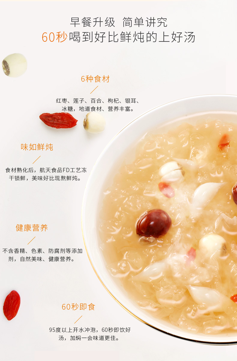 好想你 冻干红枣枸杞莲子银耳羹 7袋 整盒装 图2