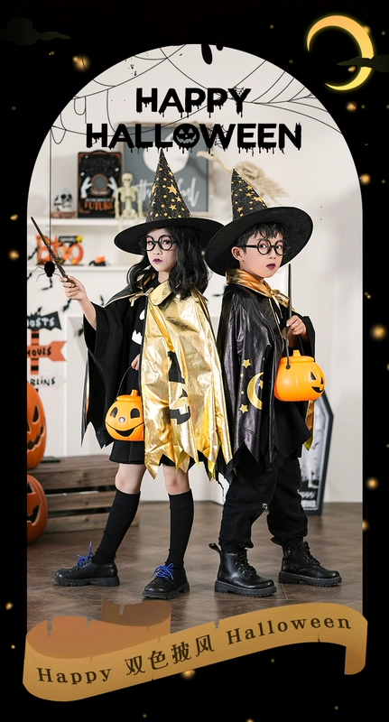 giới thiệu về halloween Quần áo trẻ em Halloween, trang phục áo choàng bé trai, quần áo cos, áo choàng phù thủy, trang phục phù hợp với trang phục mẫu giáo tranh halloween đơn giản