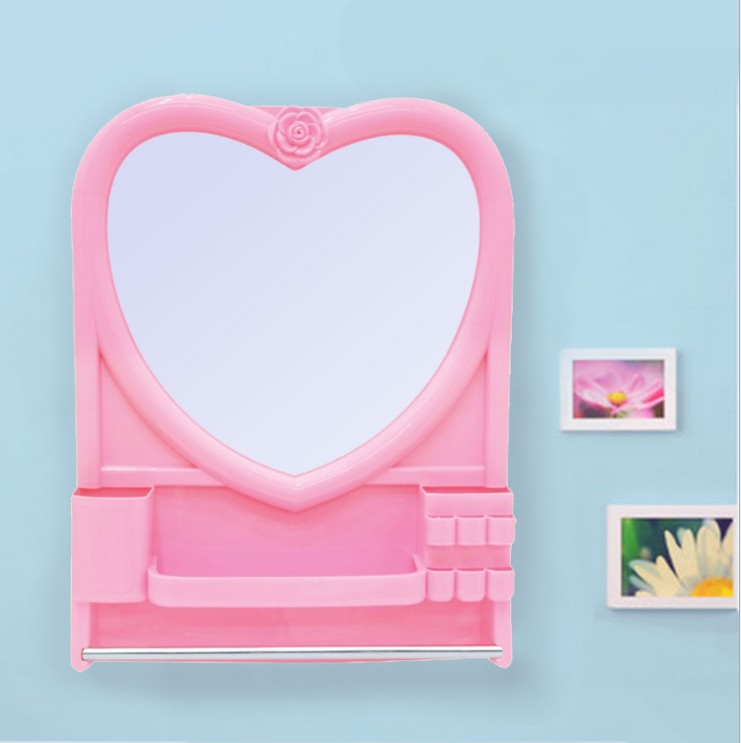 Mirror Bathroom Nostalgic Mirror Wall-mounted Mirror Plastic Cosmetic Mirror Bathroom Hanging Mirror Small makeup Desk Mirror Students