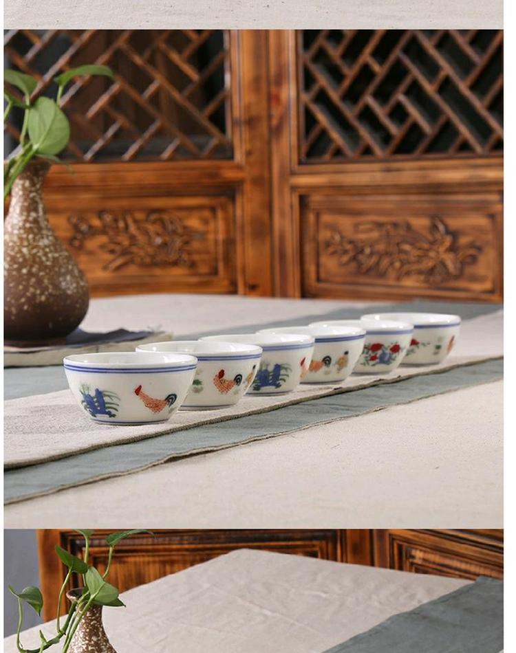 Cúp gốm sứ màu xanh và trắng sứ Cup Cup Nhật Bản Cup trà lớn Cup nước lớn Kung Fu Cup Cup Cup văn phòng Cup 150ML - Tách bình tập uống