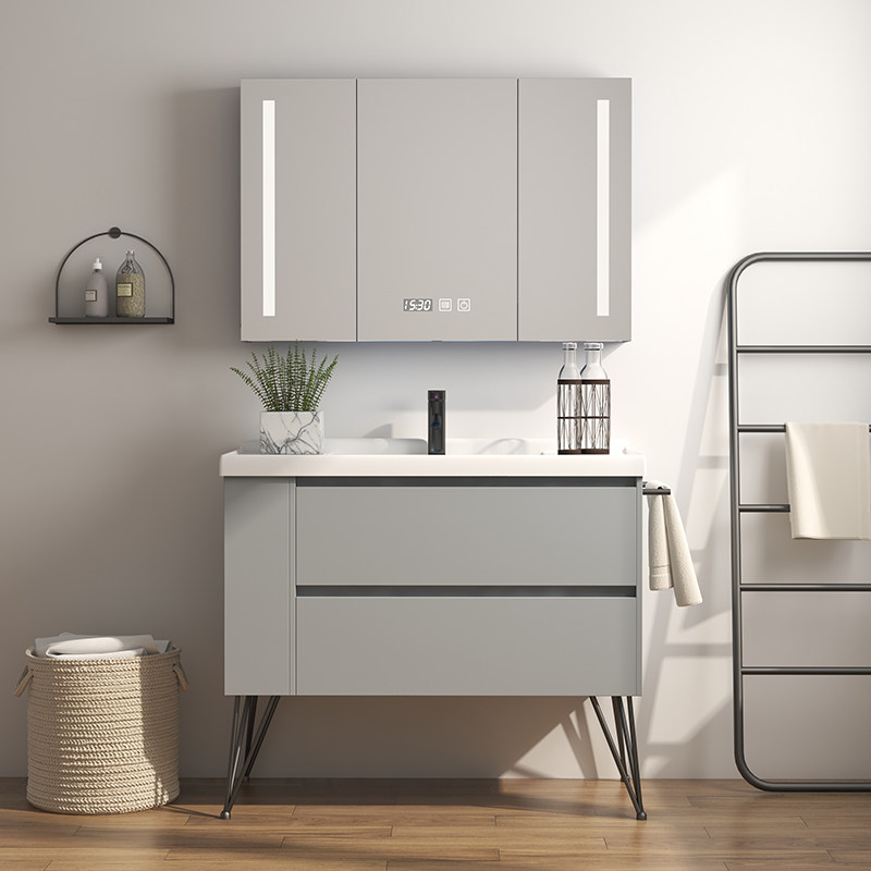 Nordic Bathroom Cabinet floor-style modern toilet wash table wash basin cabinet combined smart mirror cabinet bathroom bathroom