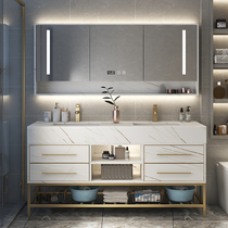 Twin Basin Bathroom Cabinet Floor Type Rock Board Integrated Basin Wash Basin Wash Basin Cabinet Combined Toilet Wash Terrace Mirror Cabinet