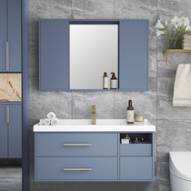 Nordic Light Lavish Bath Room Cabinet Combination Wash-Face Wash Washroom Wash Terrace Basin Cabinet Hanging Wall Style Intelligent Feng Shui Mirror Cabinet