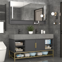 Modern Rock Board Bath Cabinet Floor Type Intelligent Mirror Cabinet Brief Toilet Wash Face Wash Washstand Wash Basin Cabinet Combination