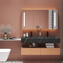 Rock board integrated bath room cabinet washstand washstand combined toilet washing table basin hanging wall type minimalist smart mirror cabinet