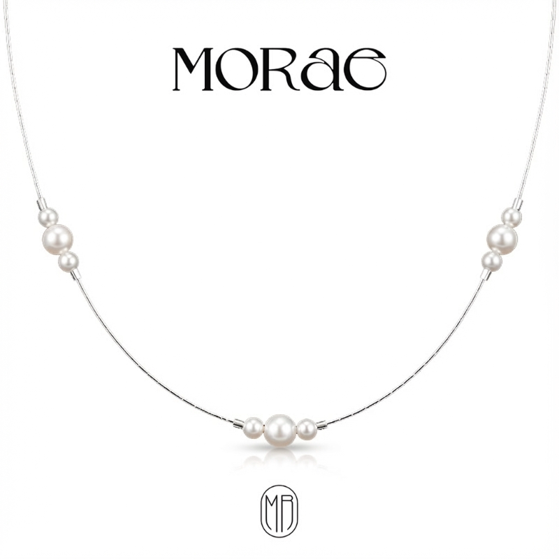 Morae Intraocular Light Series Pearl Collage Necklace S925 Silver Starry Pearl Clavicle Chain Layering Accessory