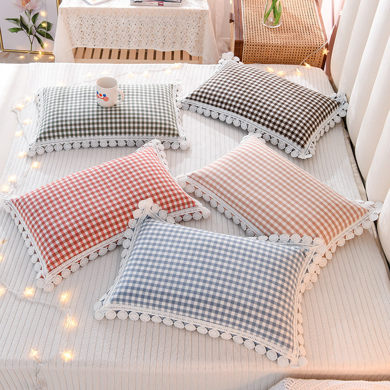 Full Buckwheat Pillow Lace Pure Cotton Pillowcase Millet Shell Soft Pillow Core Students Single Guard Neck Low Pillow Adult Cervical Spine Pillow