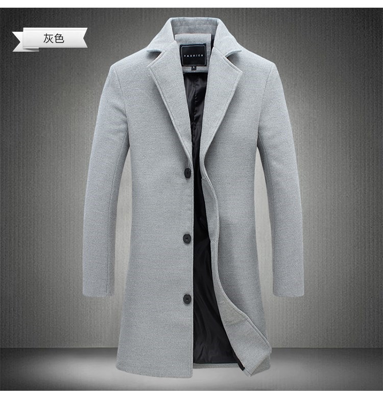 Mùa thu và mùa đông nam dài trench coat nam tự canh áo len lông cừu thanh niên nam giới Hàn Quốc áo gió đôi
