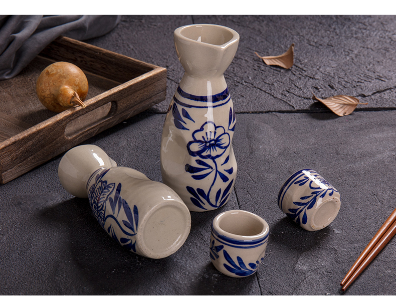 Chai rượu sake vẽ tay theo phong cách Nhật Bản, bình, ly rượu, rượu vang trắng, tách rượu, chai rượu gia đình, hoa - Rượu vang ly uống rượu vang