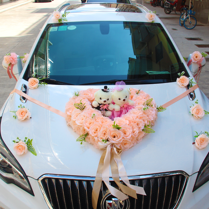 Creative personality main wedding car decoration front flower supplies set simulation float wedding team pull flower full set