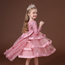 Child Flowers Princess Princess Dress Fluffy piano Performance Birthday Wedding little girl chair Gown Cake Dresses