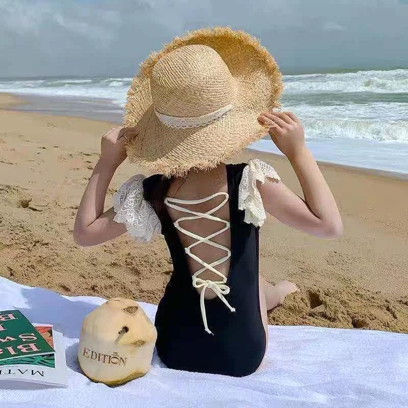 CUHK Child Bathing Suit Girl Foreign Pie Princess Bubble Spa Seaside Resort Swimsuit Summer Dew back Livewear