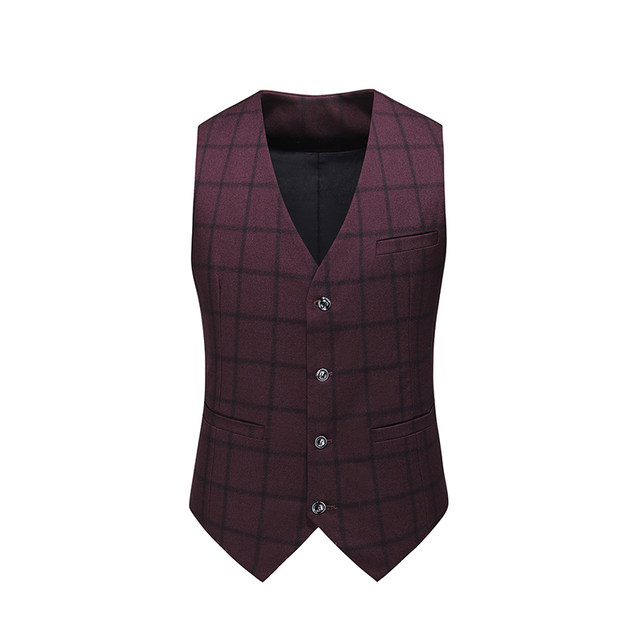 Vest suit ຜູ້ຊາຍທ່າອ່ຽງກະທັດຮັດ plaid ຊຸດແຕ່ງງານ vest ສອງສິ້ນໃຫມ່ groomsmen ກຸ່ມ dress vest ຄົນອັບເດດ: