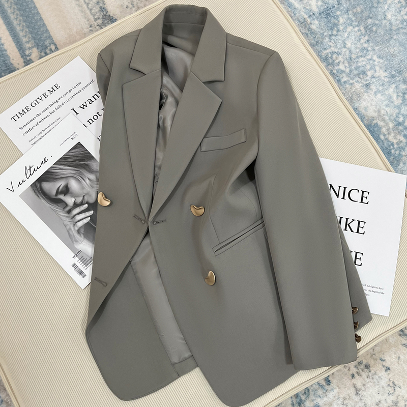 Gray Blazer for Women 2026 Spring and Autumn New Style High-End Elegant Petite Casual Design Suit Gray Blazer for Women 2026 Spring and Autumn New Style High-End Elegant Petite Casual Design Suit