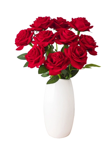 Симуляция розовые фальшивые цветы одиночные -поддерживать гостиную декоративные пластиковые цветочные украшения