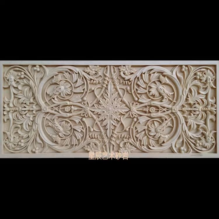 Sandstone relief carving glass fiber European-style flower board background wall three-dimensional mural hotel villa home decoration materials