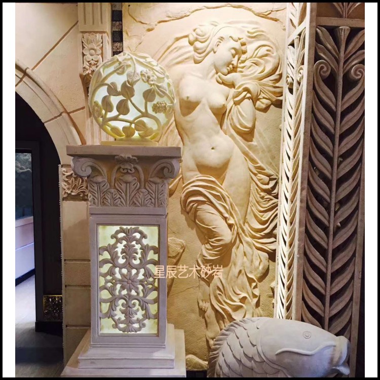 Star sandstone relief mural background wall home decoration garden European character night community karaoke bath decoration