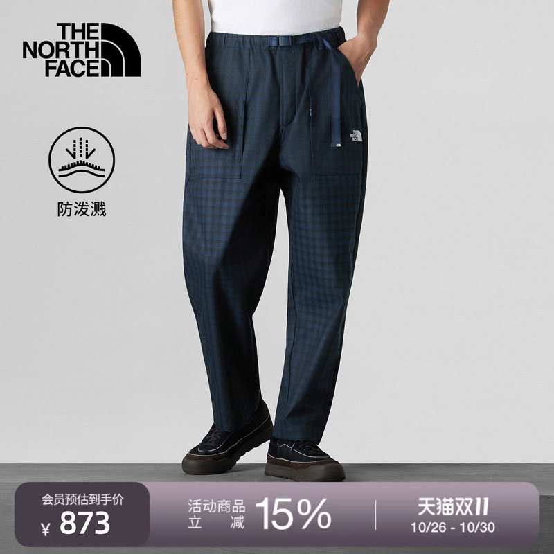 [Tmall Exclusive] North Face Ue Designer Plaid Casual Pants for Men, Water-Repellent Thenorthface