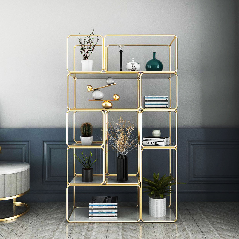 Nordic Iron Art Bookshelves Landing On Wall Office Living Room Light Extravagant Shelf Multilayer Partition Metal Show Shelf