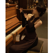 Wanton Manoli senior vintage pictorial style dress annual eye-catching light dress