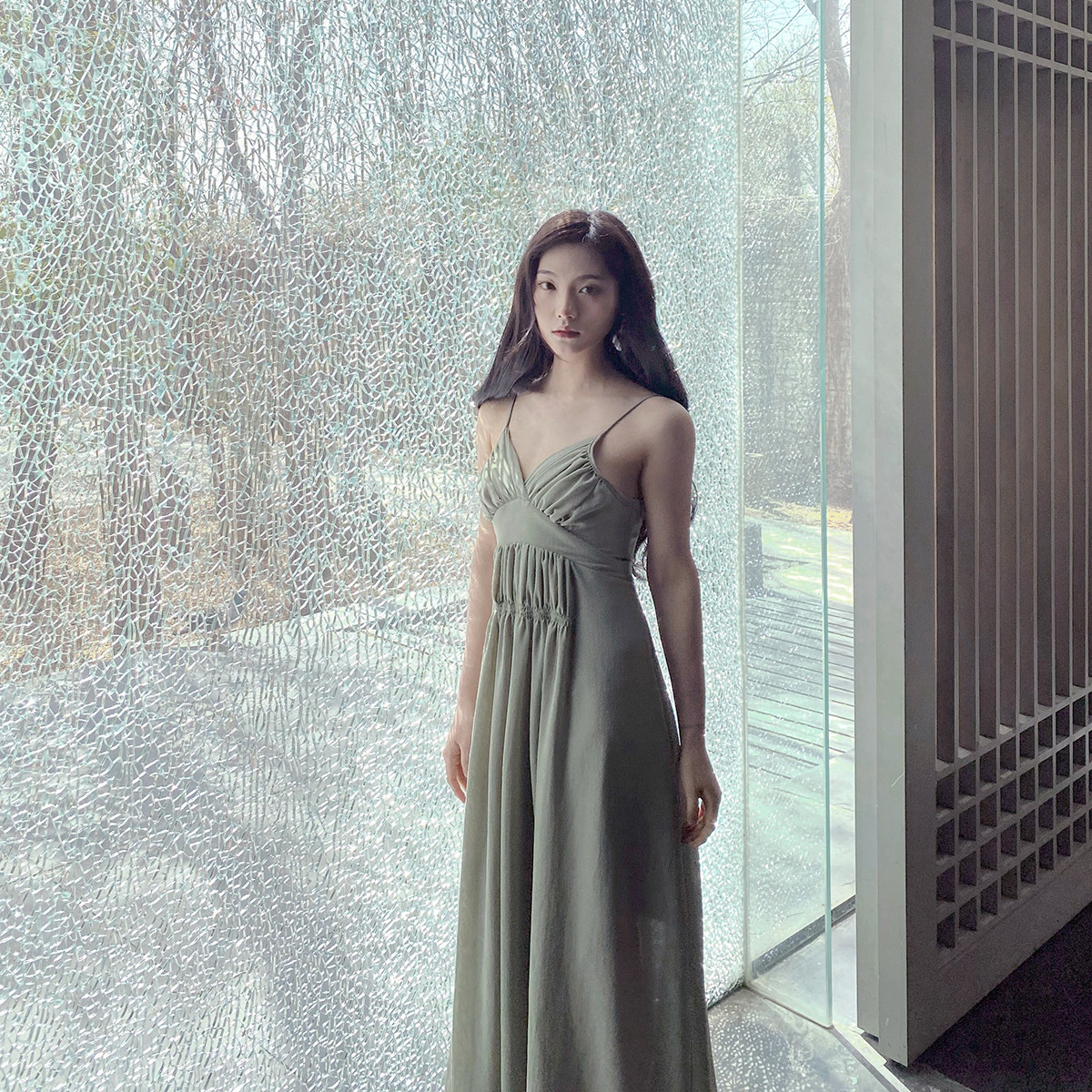 zisi Unchecked Four | Emerald Harness Long Skirt Woman to over Qi to ankle Snow spinning with extra-long fairy temperament