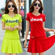 18 năm mới xuân hè hè Váy cotton tay ngắn váy tennis thể thao hai mảnh sinh viên tự canh lót chống ánh sáng - Trang phục thể thao