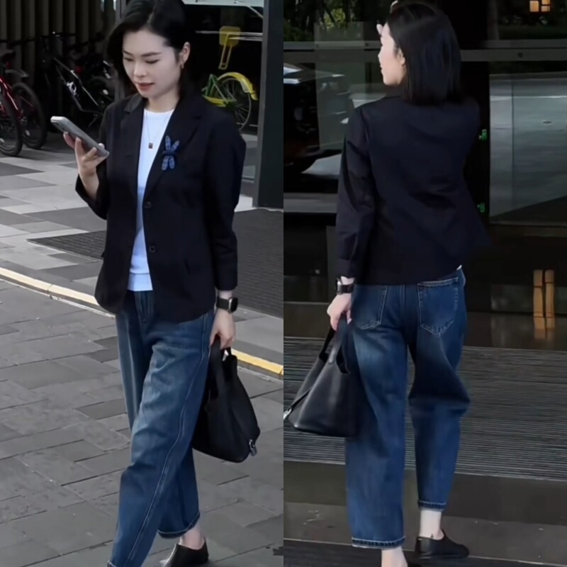 High-End, Stylish and Exquisite Blazer and Jeans Early Autumn New Versatile and Trendy Two-Piece Set for a Professional and Capable Look