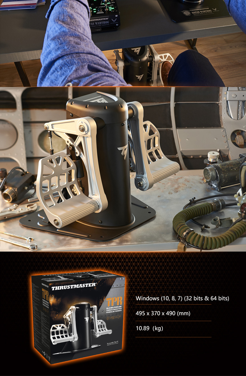 THRUSTMASTER Hình Max TPR mô phỏng chuyến bay bánh lái kim loại bánh lái lập trình rocker bàn đạp - Cần điều khiển tay xbox one s