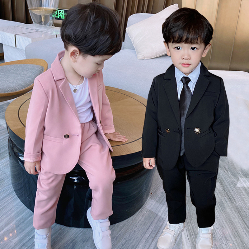Boy's small suit suit autumn Korean version Children's casual Western suit Children's suit baby boy flower boy gown