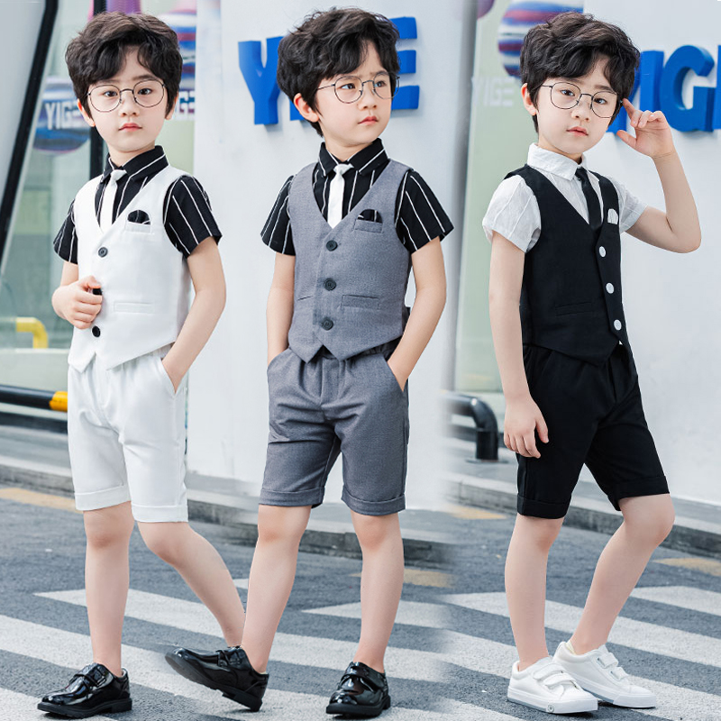 Boy's suit of three pieces of cabbage boy dress for costume children's wedding dress for children
