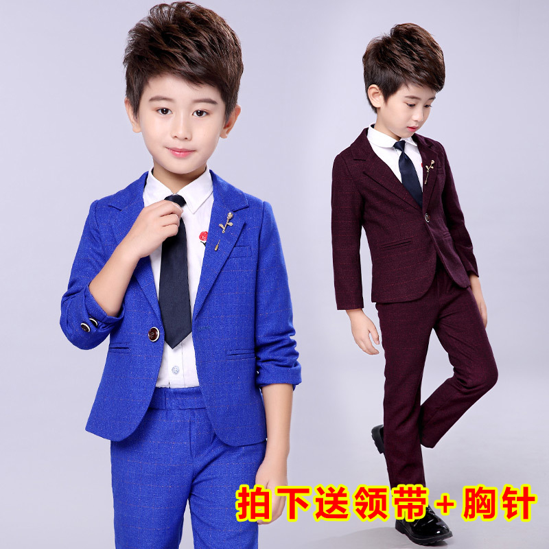 Children's suit Boys small suit suit 2019 new spring and autumn Korean version of the tide slim-fit children's dress three-piece set