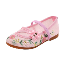 Girls Hanfu shoes summer antique costumes breathable soft soles baby girls mesh embroidered shoes old Beijing childrens cloth shoes