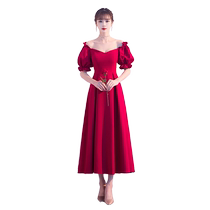 Fat mm sexy bride toast dress wedding long simple satin large size pregnant woman high waist engagement party dress for women