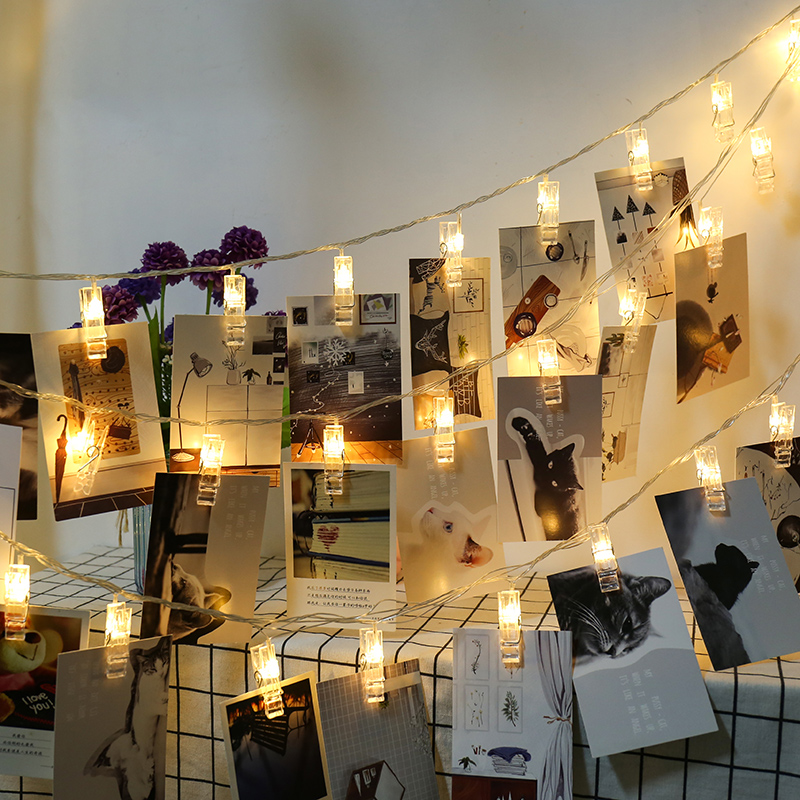 LED Small Colored Lights Photos PHOTOS WALL CLIPS LAMP STRING ROOM DORM ROOM ART DECORATION BIRTHDAY LIGHT STRING PHOTO HANG LAMP