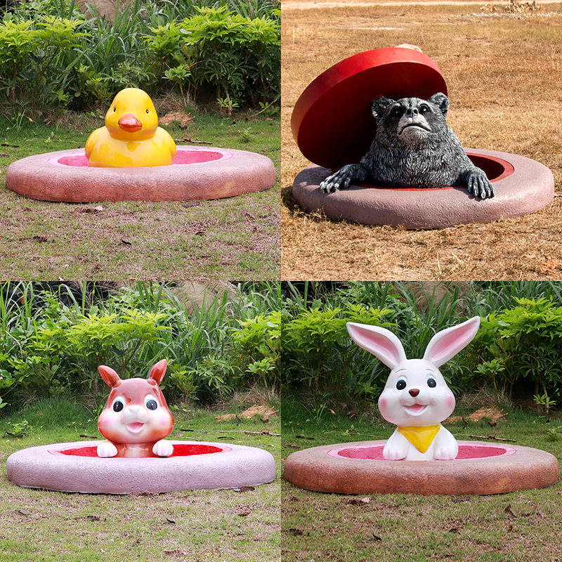 Outdoor Cartoon Animal Manhole Cover Decorations for Kindergarten Lawns, Community Landscaping, Photo Props Outdoor Cartoon Animal Manhole Cover Decorations for Kindergarten Lawns, Community Landscaping, Photo Props