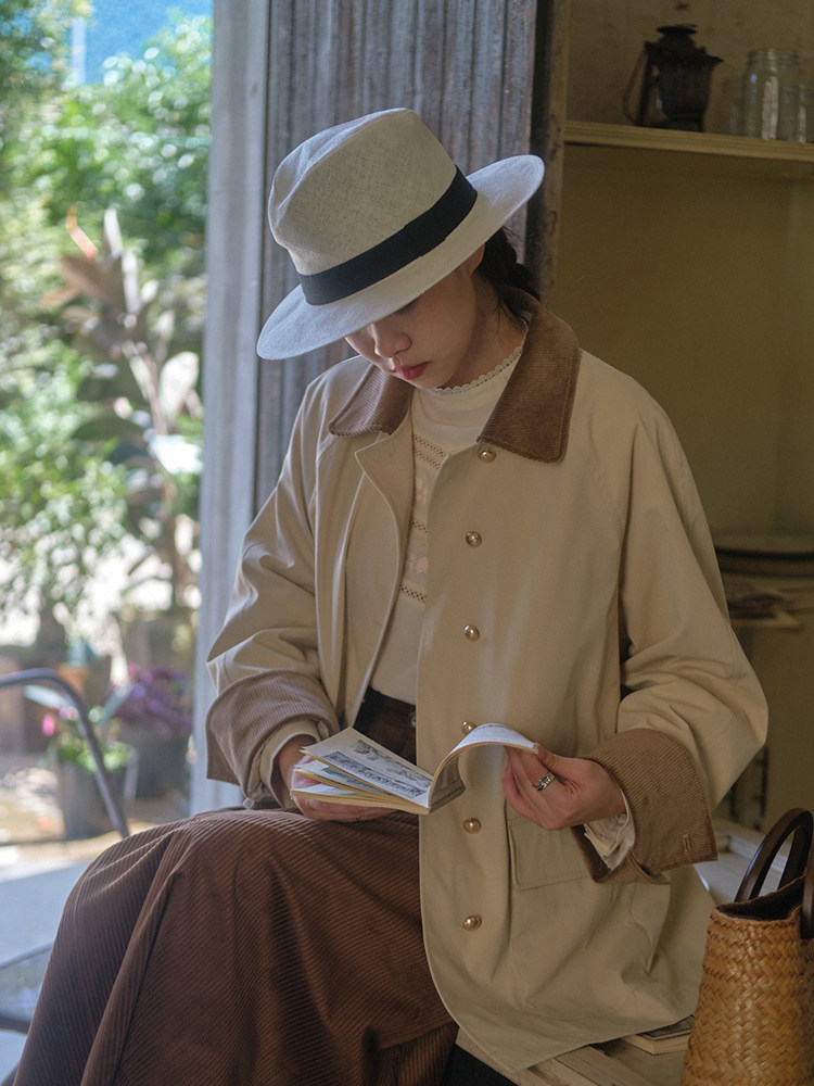 GUOE 2021 Louvre Diary Retro Style Small Subshort Version Wind Coat Early Autumn Coat New