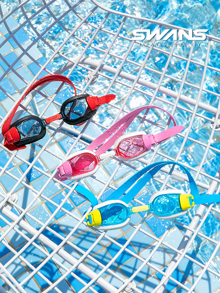 SWANS children swimming goggles male and female child high-definition myopia waterproof anti-fog swimming glasses teenagers big frame swimming goggles