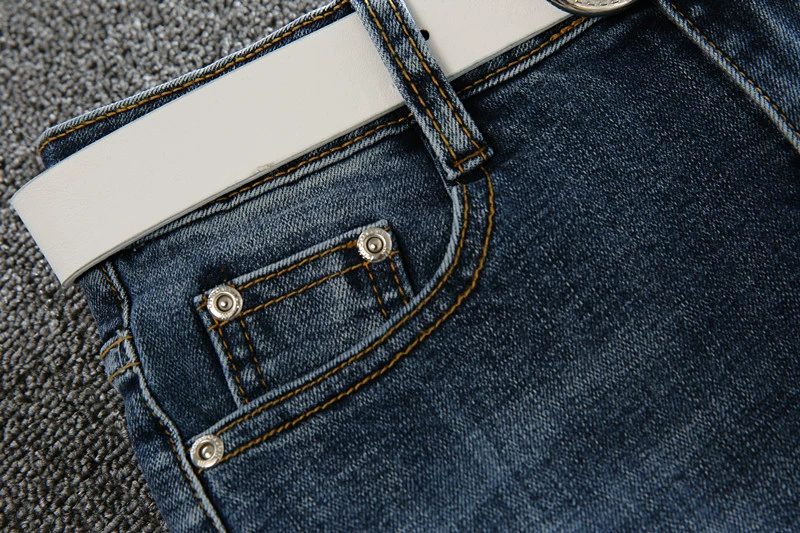 Váy ngắn denim của phụ nữ tự tu luyện túi căng hông váy một bước xuân mới gợi cảm đã mỏng eo cao cài hoa thủy triều - Váy