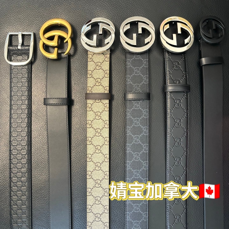 Jingbao Canada Purchase Gucci Classic Double g Men's Leather Belt with Logo Print Pvc