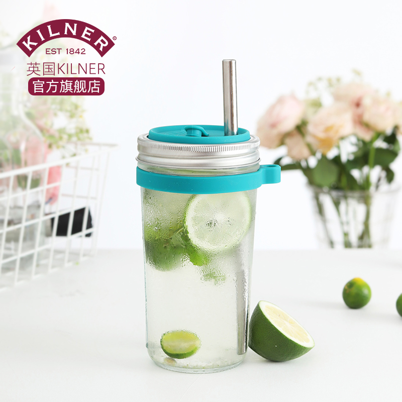 British Kilner Simo Snow glass water girls with straw cup high face value portable large capacity thickened cup