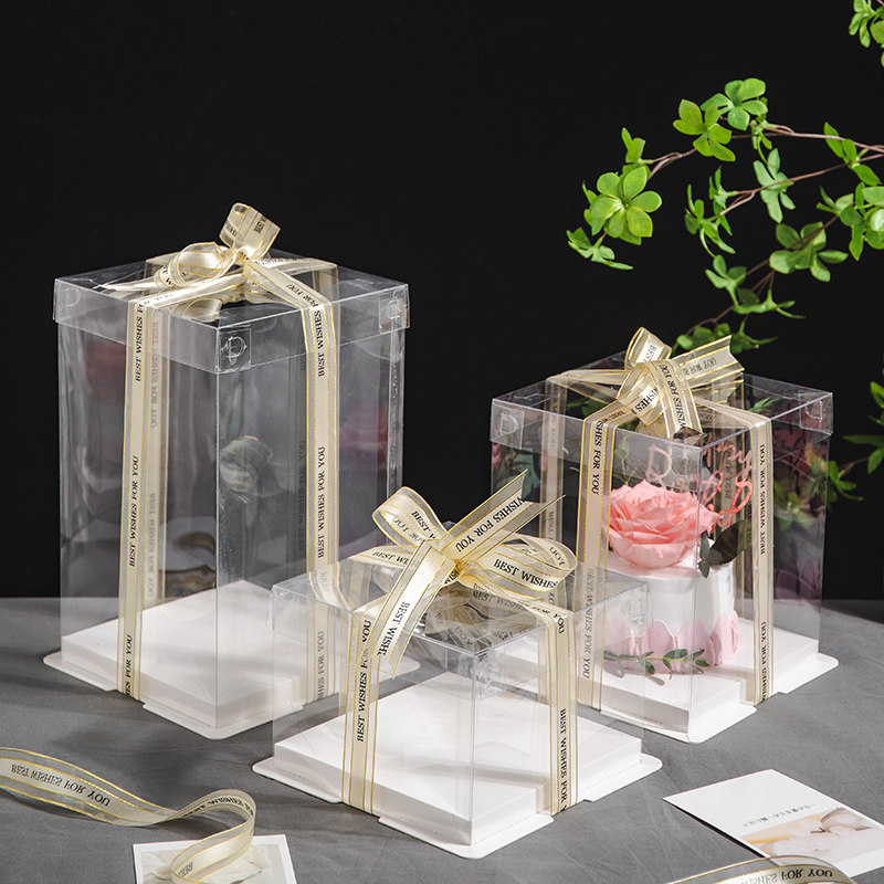 4 inch 6 inch 8 inch 10 inch 12 inch birthday cake box transparent four inch six inch eight inch double layer height packaging box