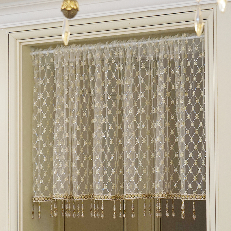 Good Dreams Sequin Lace European Style Soft Decoration Tea Crystal Half Curtain No-Punch Door Curtain Window Curtain Decorative Curtain Partition Curtain