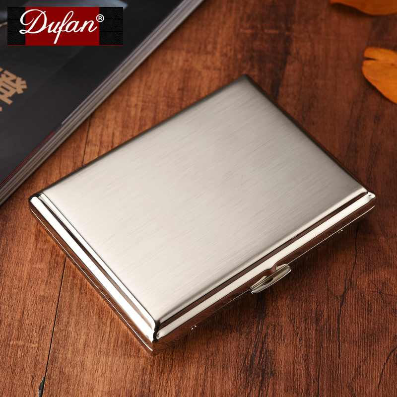 High-grade French brand men's ultra-thin 20 cigarette case stainless steel cigarette case 9-pack creative automatic smoking cigarette
