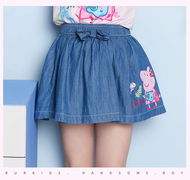 Pig Peggy Summer Cô gái mới mặc Cotton T-shirt tay áo ngắn Váy ngắn Váy denim mỏng thoáng khí thoáng mát - Phù hợp với trẻ em bộ nỉ nhung đẹp cho bé