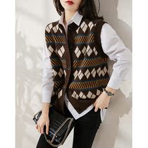 Boo Palas early spring stack ~ Beautiful explosion retro jacquard round neck cardigan knitted vest vest for women to wear