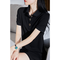 Boo Pala 减 age reduction good wear high ji sports style~POLO collar chic metal buckle short sleeve dress