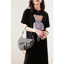 Boo Pala dress female 2021 summer new bear long T-shirt dress black dress thin and wild